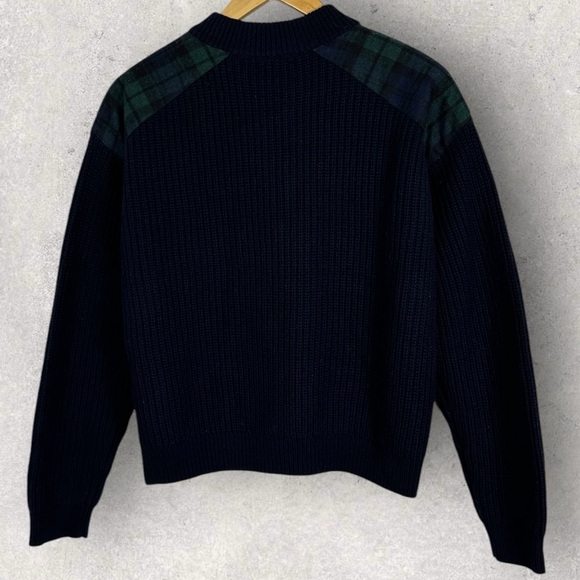 Sezane Ewen Jumper Sweater Navy Blue Green Scottish Tartan Womens Size Medium M - Picture 6 of 13